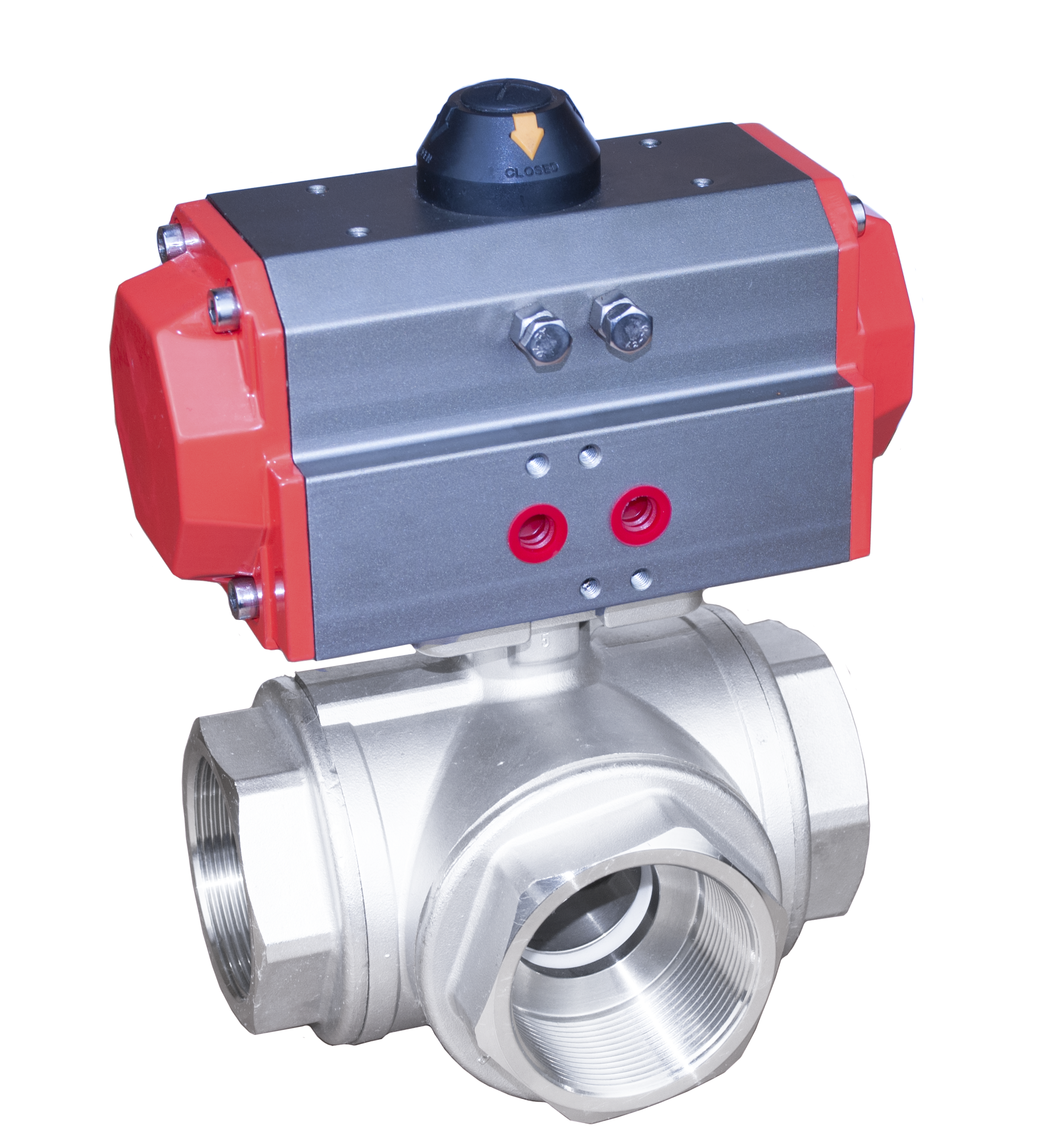 3-Way Pneumatic Ball Valve (L-port / T-port) view 4